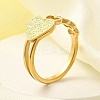 Textured Heart 304 Stainless Steel Finger Ring for Women RJEW-L126-14B-G-1