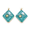 304 Stainless Steel and Enamel Resin ABS Imitation Pearl Pendants STAS-T069-84-1