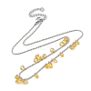 304 Stainless Steel Cubic Zirconia Teardrop & Flat Round Bib Ball Chain Necklaces for Women NJEW-F328-11P-03-2