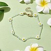 Faceted Rondelle Glass & Glass Seed Anklet AJEW-AN00587-2