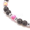 Natural & Synthetic Mixed Gemstone Beaded Stretch Bracelet with Clear Cubic Zirconia Cross for Women BJEW-JB08247-04-6