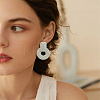 4 Pairs 4 Colors Raffia Grass Donut Dangle Stud Earrings EJEW-FI0002-30-7