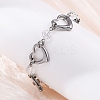 201 Stainless Steel Heart Link Chain Bracelets BJEW-B078-177P-02-5