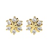 Flower Brass Micro Pave Clear Cubic Zirconin Stud Earrings EJEW-D318-10G-4