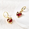 Heart Brass Glass Hoop Earrings EJEW-P333-09B-G-3