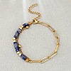 Bohemian Natural Blue Spot Jasper Heishi Beads Bracelets with 304 Stainless Steel Paperclip Chains WGD41F4-01-1