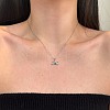 Rainbow 925 Sterling Silver Micro Pave Cubic Zirconia Pendant Necklaces for Women NJEW-F338-06P-1