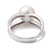 Round Natural Pearl Adjustable Rings RJEW-P113-09P-3