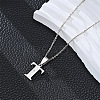 201 Stainless Steel Crystal Rhinestone Initial Pendant Necklaces FS-WG28760-22-1
