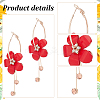 5 Pairs 5 Colors Acrylic Flower Dangle Hoop Earrings with Rhinestone Tassel EJEW-AN0003-70-6