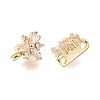 Brass Micro Pave Clear Cubic Zirconia 2-Loop Flower Spacer Bars KK-C258-08LG-2
