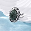 Oval Natural Moss Agate Finger Rings RJEW-M063-01P-08-3