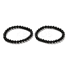 Natural Shungite Round Beaded Stretch Bracelets BJEW-NH0001-01C-1