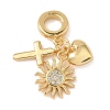 Brass Micro Pave Clear Cubic Zirconia European Dangle Charms KK-D502-13C-G-1