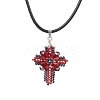 Transparent Electroplate Glass Pendant Necklaces NJEW-MZ00040-3