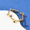 304 Stainless Steel Rhinetsone Open Cuff Rings for Women RJEW-K301-07G-2