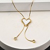 PVD Vacuum Plating 304 Stainless Steel Enamel Heart Pendant Necklaces NJEW-C063-03G-02-3
