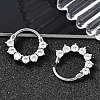 Flat Round 316 Surgical Stainless Steel Clear Cubic Zirconia Hoop Earrings EJEW-G416-21P-3