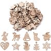 100Pcs Christmas Unfinished Wooden Ornaments WOCR-CJ0001-02-1