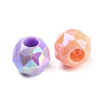 UV Plating Rainbow Iridescent Acrylic European Beads MACR-P040-11-1