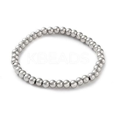 Non-Tarnish 316 Surgical Stainless Steel Round Beaded Stretch Bracelets LS-BJEW-M305-01C-P-1