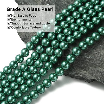 Eco-Friendly Dyed Glass Pearl Round Bead Strands HY-A002-8mm-RB118-1