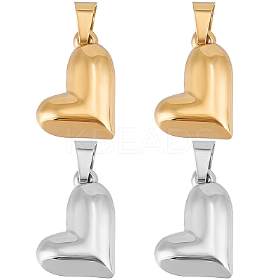 4Pcs 2 Colors Valentine's Day 304 Stainless Steel Charms STAS-BBC0006-12-1