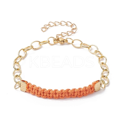 Waxed Cotton Cords Braided Link Bracelets BJEW-JB09963-04-1