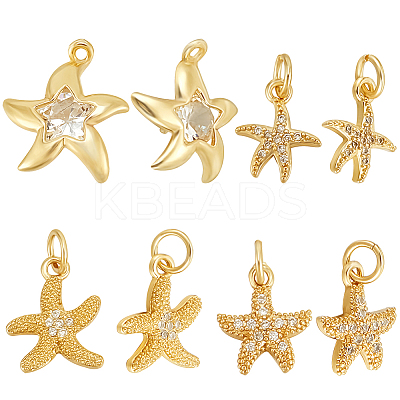 12Pcs 4 Styles Brass Micro Pave Grade AAA Cubic Zirconia Pendants ZIRC-BBC0002-71-1