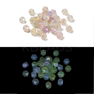 Polygon UV Plating Luminous Rainbow Iridescent Acrylic Beads LACR-R001-04A-1