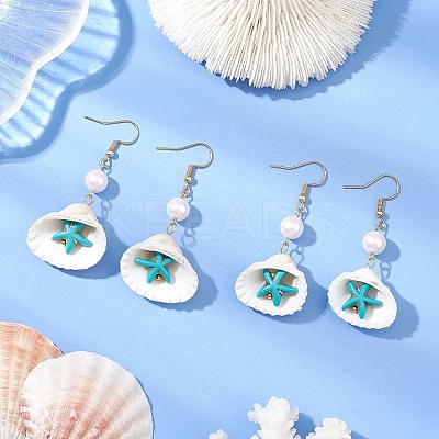 304 Stainless Steel Shell Shape Dangle Earrings EJEW-JE06269-1