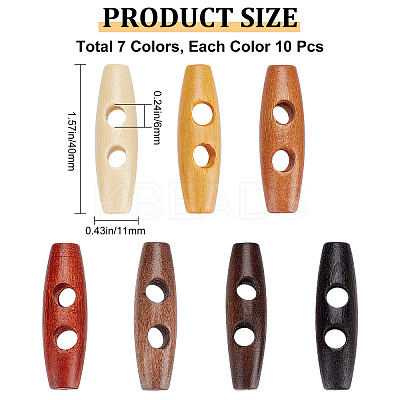 70pcs 7 style Natural Wood Buttons DIY-GF0006-67-1