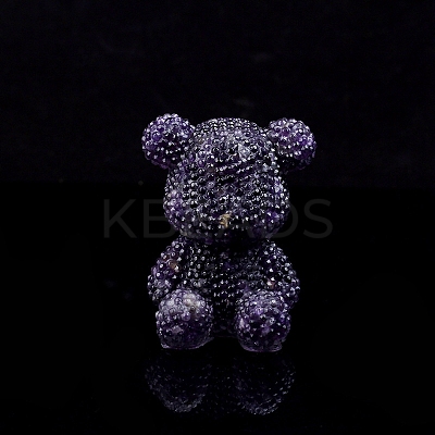 Bear Resin with Natural Amethyst Chips Inside Display Decorations PW-WG35709-04-1