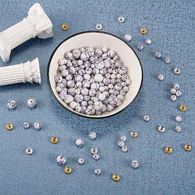 175Pcs Synthetic Turquoise Round Beads for DIY Jewelry Making DIY-SZ0006-02-1