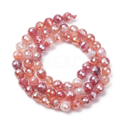 Electroplated Natural Agate Beads Strands G-B191-A07-6mm-15-1