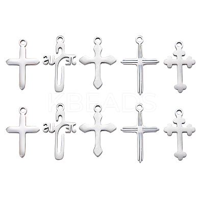 10Pcs 5 Style 304 Stainless Steel Pendants STAS-CJ0001-229-1