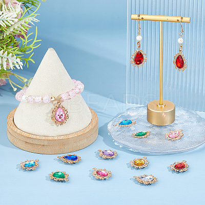72Pcs 9 Colors Alloy Glass Pendants FIND-DC0006-98-1