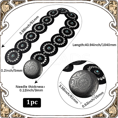 Western Retro PU Leather & Resin Imitation Gemstone Disc Chain Belts with Alloy Buckles AJEW-WH20060-33-1