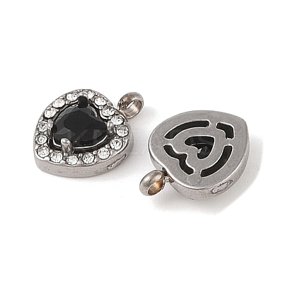 304 Stainless Steel Cubic Zirconia Pendants STAS-A076-02P-04-1