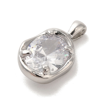 Platinum Brass Micro Pave Cubic Zirconia Pendants KK-U031-02P-01-1