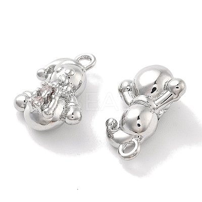 Rack Plating Snowman Brass Clear Cubic Zirconia Pendants KK-M102-13P-A-1