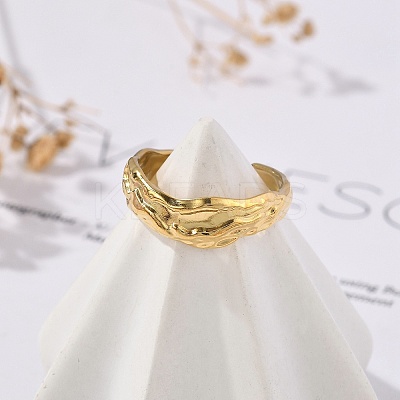 Textured 304 Stainless Steel Open Cuff Rings RJEW-R014-03G-03-1