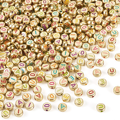 500Pcs 5 Styles Plating Opaque Acrylic Beads OACR-TA0003-60-1