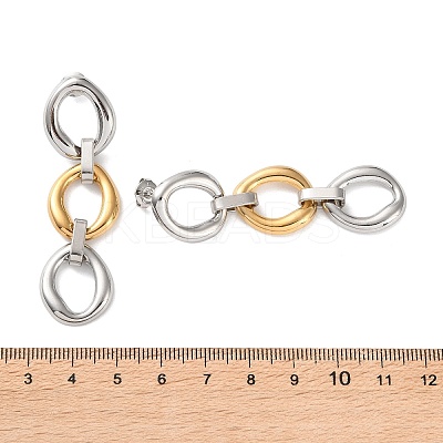 304 Stainless Steel Two Tone Oval Dangle Stud Earrings LS-EJEW-P326-01G-1