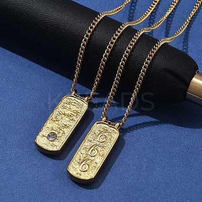 304 Stainless Steel Rectangle Number Pendant Necklaces NJEW-D300-01G-06-1