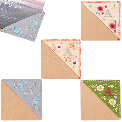 4Pcs 4 Style Letter A Felt Embroidery Corner Bookmarks FIND-GF0005-04-1