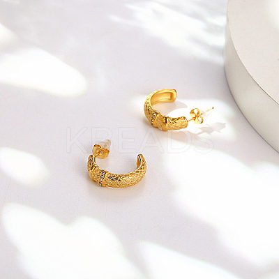 304 Stainless Steel Rhinestone Arch Stud Earrings GH0398-1-1