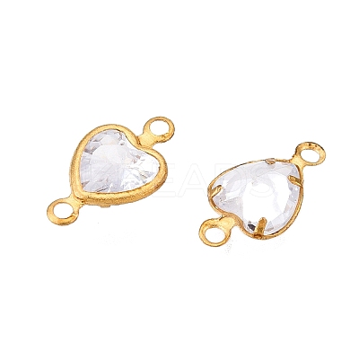 Brass Clear Cubic Zirconia Connector Charms KK-T070-10C-1
