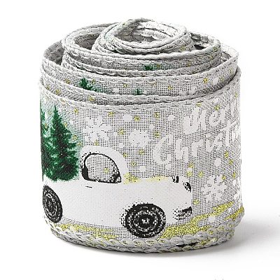 Christmas Theme Polyester Imitation Linen Ribbon LS-OCOR-M008-01C-1