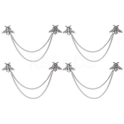 4Pcs Bee Alloy Hanging Chain Brooch FIND-CA0011-13AS-1